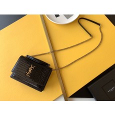 세인트로랑 모노그램 선셋 미디움 체인 숄더백 블랙 금장(22cm)