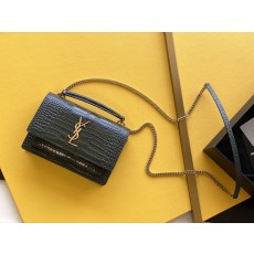 세인트로랑 모노그램 선셋 체인 숄더백 블랙 금장 (19cm)