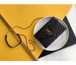 세인트로랑 엔벨로프 체인 크로스백 블랙 금장 (19cm)