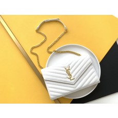 세인트로랑 모노그램 체인 숄더백 화이트 금장 (22.5cm)